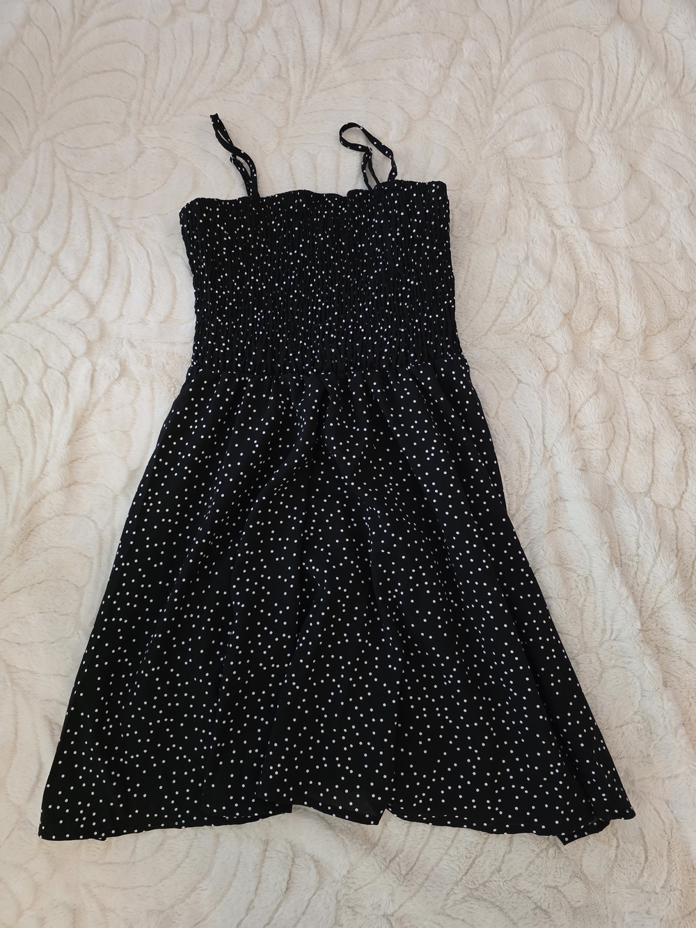 Black Polka Dot Smocked Sundress